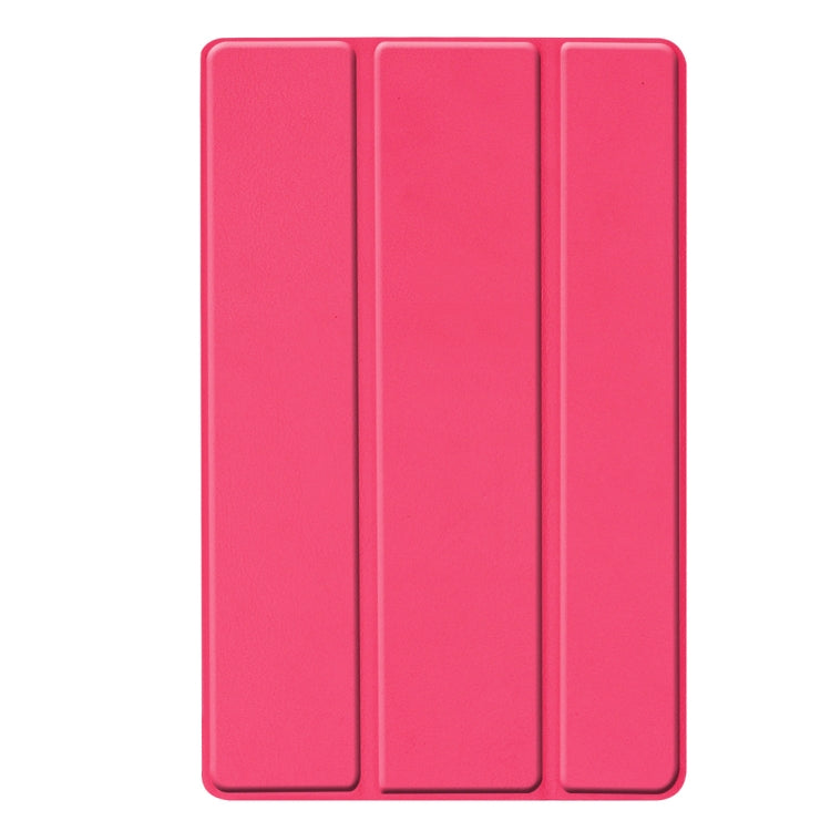 Custer Texture Horizontal Flip PU Leather Case for Galaxy Tab A 10.1 2019 (T515 / T510), with Three-folding Holder & Sleep / Wake-up Function (Rose Red)