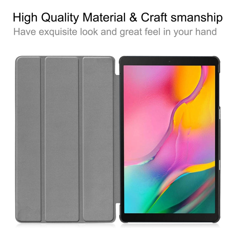Custer Texture Horizontal Flip PU Leather Case for Galaxy Tab A 10.1 2019 (T515 / T510), with Three-folding Holder & Sleep / Wake-up Function (Rose Red)
