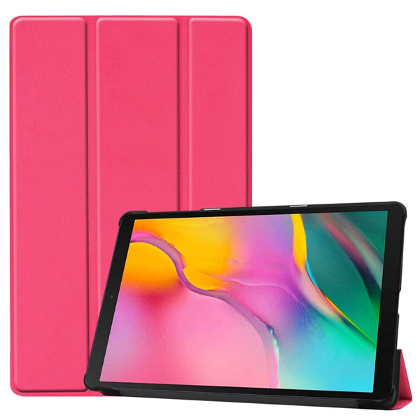 Custer Texture Horizontal Flip PU Leather Case for Galaxy Tab A 10.1 2019 (T515 / T510), with Three-folding Holder & Sleep / Wake-up Function (Rose Red)
