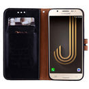 For Galaxy J3 (2017) / J330 (EU Version) Business Style Oil Wax Texture Horizontal Flip Leather Case with Holder & Card Slots & Wallet(Black)