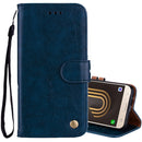 For Galaxy J3 (2017) / J330 (EU Version) Business Style Oil Wax Texture Horizontal Flip Leather Case with Holder & Card Slots & Wallet(Blue)