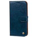 For Galaxy J3 (2017) / J330 (EU Version) Business Style Oil Wax Texture Horizontal Flip Leather Case with Holder & Card Slots & Wallet(Blue)