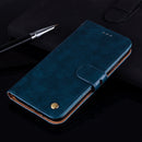 For Galaxy J3 (2017) / J330 (EU Version) Business Style Oil Wax Texture Horizontal Flip Leather Case with Holder & Card Slots & Wallet(Blue)