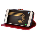 For Galaxy J3 (2017) / J330 (EU Version) Business Style Oil Wax Texture Horizontal Flip Leather Case with Holder & Card Slots & Wallet(Red)