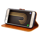 For Galaxy J3 (2017) / J330 (EU Version) Business Style Oil Wax Texture Horizontal Flip Leather Case with Holder & Card Slots & Wallet(Yellow)