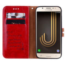 For Samsung Galaxy J5 (2017) / J530 (EU Version) Business Style Oil Wax Texture Horizontal Flip Leather Case with Holder & Card Slots & Wallet(Red)