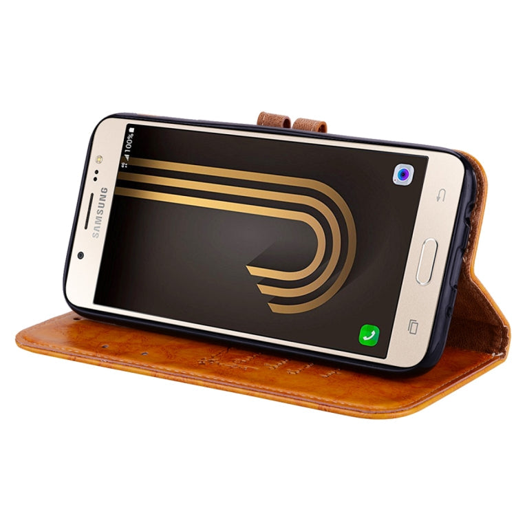 For Samsung Galaxy J5 (2017) / J530 (EU Version) Business Style Oil Wax Texture Horizontal Flip Leather Case with Holder & Card Slots & Wallet(Yellow)