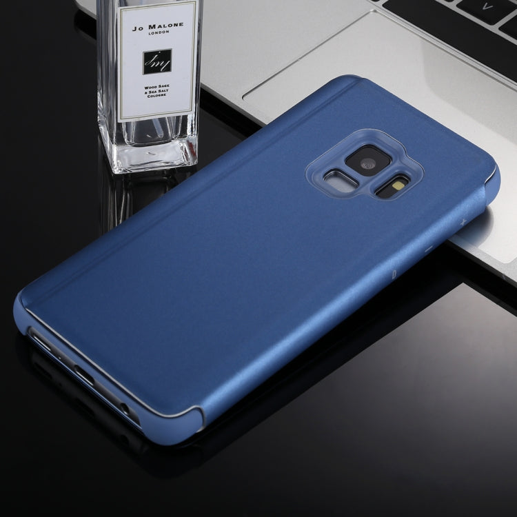 For Galaxy S9 Electroplating Mirror Horizontal Flip Leather Case with Holder(Blue)