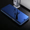 For Galaxy S9 Electroplating Mirror Horizontal Flip Leather Case with Holder(Blue)