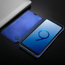 For Galaxy S9 Electroplating Mirror Horizontal Flip Leather Case with Holder(Blue)