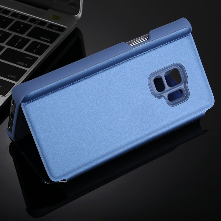 For Galaxy S9 Electroplating Mirror Horizontal Flip Leather Case with Holder(Blue)