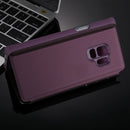 For Galaxy S9 Electroplating Mirror Horizontal Flip Leather Case with Holder(Purple)