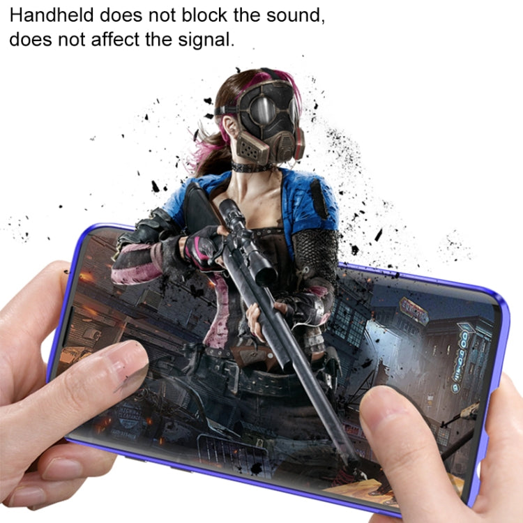 Ultra Slim Double Sides Magnetic Adsorption Angular Frame Tempered Glass Magnet Flip Case for Galaxy S10+, Screen Fingerprint Unlock Is Supported(Black Blue)