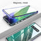 Ultra Slim Double Sides Magnetic Adsorption Angular Frame Tempered Glass Magnet Flip Case for Galaxy S10+, Screen Fingerprint Unlock Is Supported(Black purple)