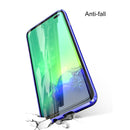 Ultra Slim Double Sides Magnetic Adsorption Angular Frame Tempered Glass Magnet Flip Case for Galaxy S10e, Screen Fingerprint Unlock Is Not Supported(Silver)