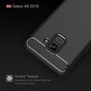 For Galaxy A8 (2018) Brushed Texture Carbon Fiber Shockproof TPU Protective Back Case (Black)