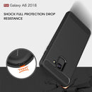 For Galaxy A8 (2018) Brushed Texture Carbon Fiber Shockproof TPU Protective Back Case (Black)