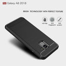For Galaxy A8 (2018) Brushed Texture Carbon Fiber Shockproof TPU Protective Back Case (Black)