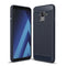 For Galaxy A8 (2018) Brushed Texture Carbon Fiber Shockproof TPU Protective Back Case (Navy Blue)