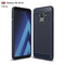 For Galaxy A8 (2018) Brushed Texture Carbon Fiber Shockproof TPU Protective Back Case (Navy Blue)