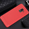 For Galaxy A8 (2018) Brushed Texture Carbon Fiber Shockproof TPU Protective Back Case (Red)