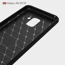 For Galaxy A8 (2018) Brushed Texture Carbon Fiber Shockproof TPU Protective Back Case (Red)