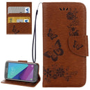 For Galaxy J3 (2017)(US Version) Butterflies Embossing Horizontal Flip Leather Case with Holder & Card Slots & Wallet & Lanyard(Brown)