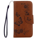 For Galaxy J3 (2017)(US Version) Butterflies Embossing Horizontal Flip Leather Case with Holder & Card Slots & Wallet & Lanyard(Brown)