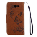 For Galaxy J3 (2017)(US Version) Butterflies Embossing Horizontal Flip Leather Case with Holder & Card Slots & Wallet & Lanyard(Brown)