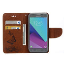 For Galaxy J3 (2017)(US Version) Butterflies Embossing Horizontal Flip Leather Case with Holder & Card Slots & Wallet & Lanyard(Brown)
