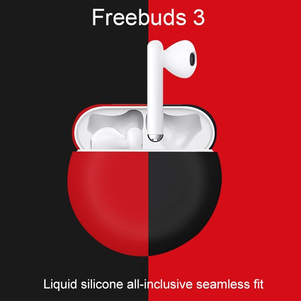 For Huawei FreeBuds 3 Split Style Liquid Silicone Wireless Earphone Protective Case Storage Box(Black)
