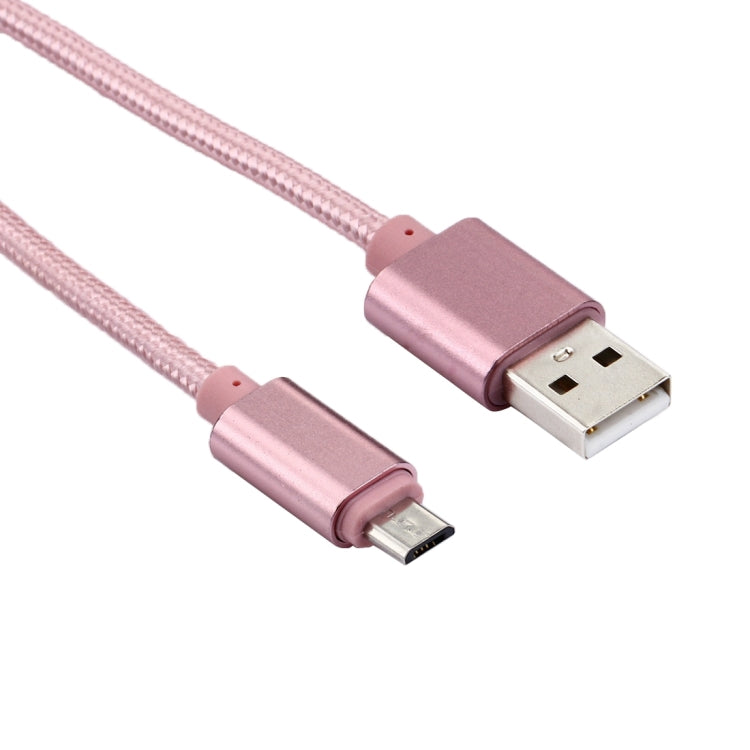 2m Woven Style Metal Head 84 Cores Micro USB to USB 2.0 Data / Charger Cable, For Samsung / Huawei / Xiaomi / Meizu / LG / HTC and Other Smartphones(Rose Gold)