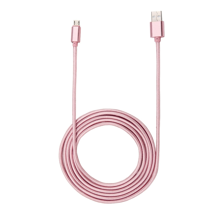 2m Woven Style Metal Head 84 Cores Micro USB to USB 2.0 Data / Charger Cable, For Samsung / Huawei / Xiaomi / Meizu / LG / HTC and Other Smartphones(Rose Gold)