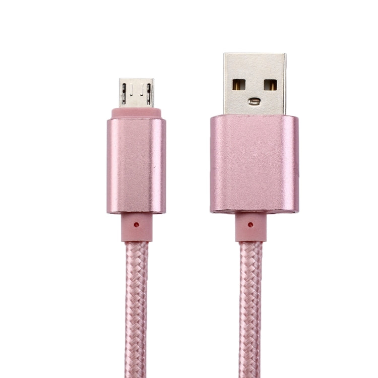 2m Woven Style Metal Head 84 Cores Micro USB to USB 2.0 Data / Charger Cable, For Samsung / Huawei / Xiaomi / Meizu / LG / HTC and Other Smartphones(Rose Gold)