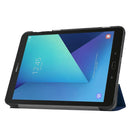 For Galaxy Tab S3 9.7 inch T820 / T825 Custer Texture Horizontal Flip Leather Case with 3-folding Holder(Dark Blue)