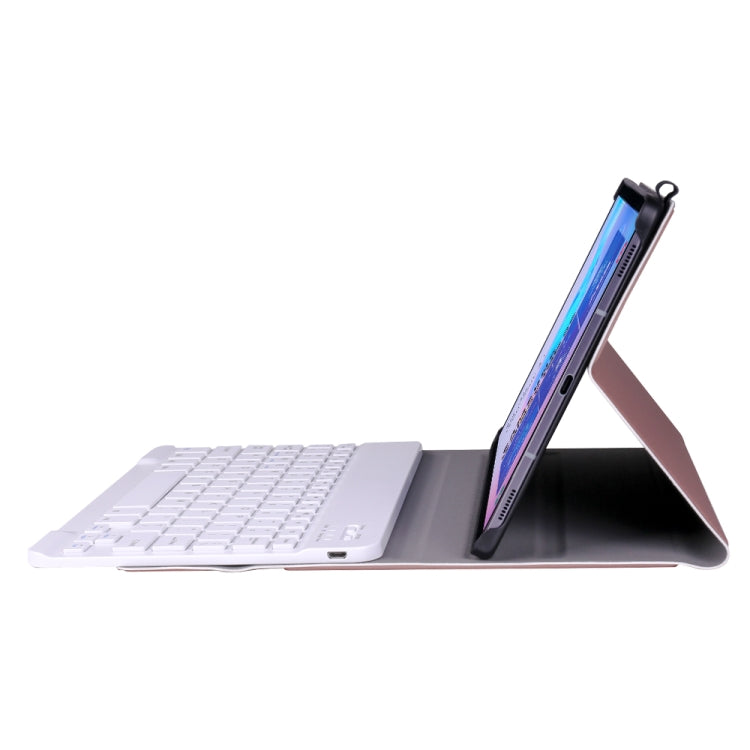 A860 For Samsung Galaxy Tab S6 10.5 inch T860 / T865 Detachable Bluetooth Keyboard Tablet Case with Pen Holder Elastic Strap (Rose Gold)