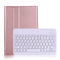 A860 For Samsung Galaxy Tab S6 10.5 inch T860 / T865 Detachable Bluetooth Keyboard Tablet Case with Pen Holder Elastic Strap (Rose Gold)