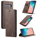 CaseMe-013 Multifunctional Retro Frosted Horizontal Flip Leather Case for Galaxy S10, with Card Slot & Holder & Wallet (Coffee)