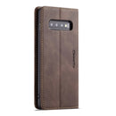 CaseMe-013 Multifunctional Retro Frosted Horizontal Flip Leather Case for Galaxy S10, with Card Slot & Holder & Wallet (Coffee)