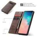 CaseMe-013 Multifunctional Retro Frosted Horizontal Flip Leather Case for Galaxy S10, with Card Slot & Holder & Wallet (Coffee)