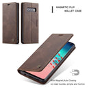 CaseMe-013 Multifunctional Retro Frosted Horizontal Flip Leather Case for Galaxy S10, with Card Slot & Holder & Wallet (Coffee)
