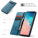 CaseMe-013 Multifunctional Retro Frosted Horizontal Flip Leather Case for Galaxy S10, with Card Slot & Holder & Wallet (Blue)