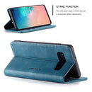 CaseMe-013 Multifunctional Retro Frosted Horizontal Flip Leather Case for Galaxy S10, with Card Slot & Holder & Wallet (Blue)