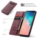 CaseMe-013 Multifunctional Retro Frosted Horizontal Flip Leather Case for Galaxy S10, with Card Slot & Holder & Wallet (Wine Red)