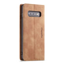 CaseMe-013 Multifunctional Retro Frosted Horizontal Flip Leather Case for Galaxy S10, with Card Slot & Holder & Wallet (Brown)
