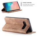 CaseMe-013 Multifunctional Retro Frosted Horizontal Flip Leather Case for Galaxy S10, with Card Slot & Holder & Wallet (Brown)