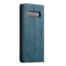 CaseMe-013 Multifunctional Retro Frosted Horizontal Flip Leather Case for Galaxy S10 Plus, with Card Slot & Holder & Wallet (Blue)