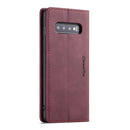 CaseMe-013 Multifunctional Retro Frosted Horizontal Flip Leather Case for Galaxy S10 Plus, with Card Slot & Holder & Wallet (Wine Red)