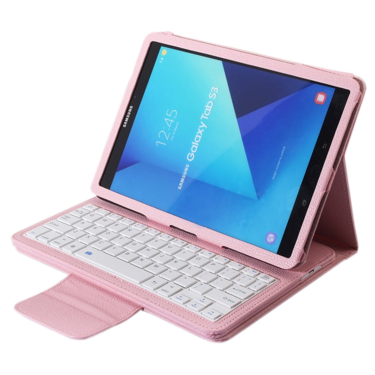 SA860 For Galaxy Tab S6 10.5 inch T860 / T865 Litchi Texture Detachable Bluetooth Keyboard Leather Tablet Case with Stand Function (Pink)