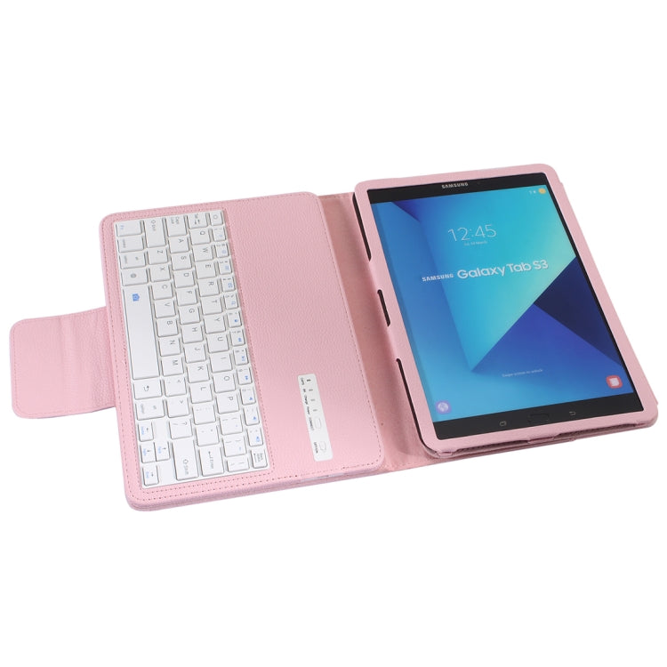 SA860 For Galaxy Tab S6 10.5 inch T860 / T865 Litchi Texture Detachable Bluetooth Keyboard Leather Tablet Case with Stand Function (Pink)